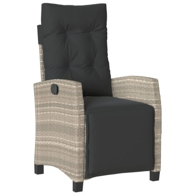 Scaun gradina rabatabil suport picioare, gri deschis, poliratan foto