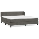 Cumpara ieftin Pat box spring cu saltea, gri inchis, 180x200 cm, catifea