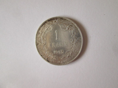 Belgia 1 Frank 1913 argint cu legenda mai rară &amp;icirc;n limba germană nu in franceză foto