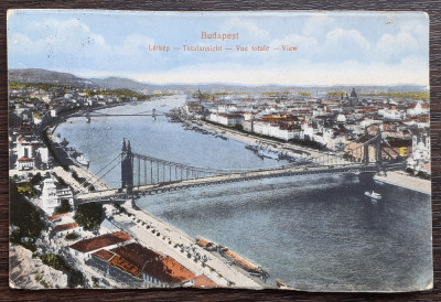 (206) CARTE POSTALA UNGARIA - BUDAPESTA - VEDERE PANORAMICA - 1918 foto