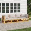 VidaXL Set mobilier grădină, perne gri deschis, 4 piese, lemn masiv 3155284
