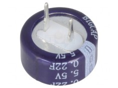 Supercondensator THT 0,22F 5,5V 13,5x6,6mm