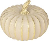 Decoratiune dovleac MagicHome Nature din polyresin auriu-bej 16,2 cm