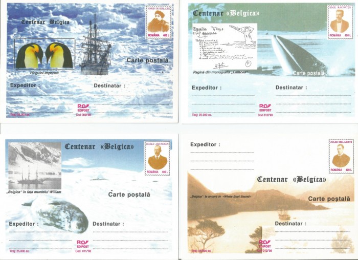 Rom&acirc;nia, set 19 c.p.i. necirculate, expediţia Belgica 1897-1899
