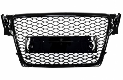 Grila Centrala Fara Emblema Audi A4 B8 (2008-2011) RS4 Design Negru Lucios Performance AutoTuning foto