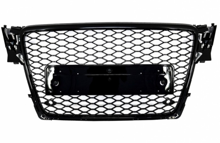 Grila Centrala Fara Emblema Audi A4 B8 (2008-2011) RS4 Design Negru Lucios Performance AutoTuning
