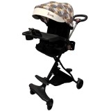Carucior Sport Cyrax 3in1, 6-36 Luni, Reversibil, Pliabil, Tavita pentru Masa, Pozitie de Somn, Centura de Siguranta, Roti 360, Suport Pahar, Copertin