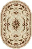 Cumpara ieftin Covor Oval Model Lotos 574-100, Marime 60 x 110 cm, Bej, Crem, Inaltime Fir 8 mm, Antialergic, Polipropilena, Living, Dormitor, Sufragerie, Birou