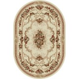 Covor Oval Model Lotos 574-100, Marime 60 x 110 cm, Bej, Crem, Inaltime Fir 8 mm, Antialergic, Polipropilena, Living, Dormitor, Sufragerie, Birou