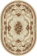 Covor Oval Model Lotos 574-100, Marime 60 x 110 cm, Bej, Crem, Inaltime Fir 8 mm, Antialergic, Polipropilena, Living, Dormitor, Sufragerie, Birou