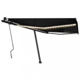 Copertină retractabilă manual cu LED, antracit, 450x300 cm