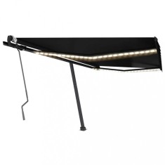 vidaXL Copertină retractabilă manual cu LED, antracit, 450x300 cm 3069764