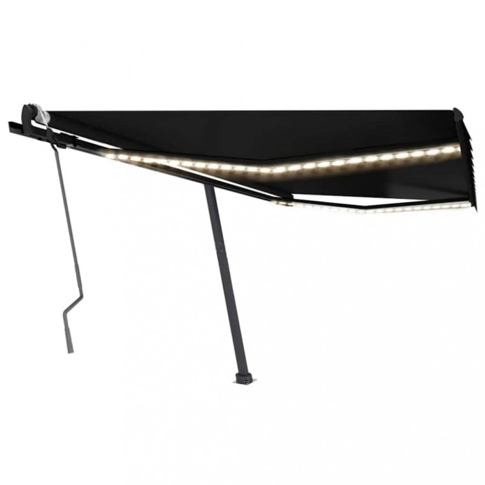 vidaXL Copertină retractabilă manual cu LED, antracit, 450x300 cm 3069764