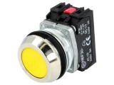Intrerupator apasare PROMET 30mm, NC + NO, Galben, Montaj panou, IP56, NEF30-KGXY