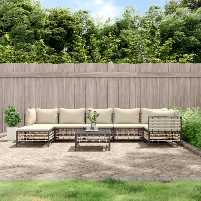vidaXL Set mobilier de grădină cu perne, 8 piese, antracit, poliratan 3186776