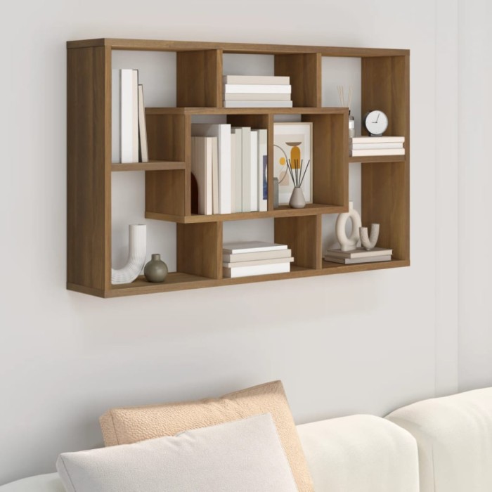 Gossi raft de perete, stejar maro, 85x16x52,5 cm, lemn compozit