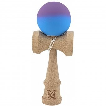 Kendama X Originala, Profesionala , din Lemn, Rubber Grip, 18 cm, Gradient Violet/Albastru foto