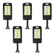Set 5 lampi solare FOXMAG24, cu telecomanda, 160 LED-uri, corp de iluminat exterior, cu incarcare solara, senzor de miscare si lumina
