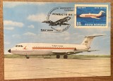 C12 - maxima Romania - tematica aviatie 8 - primul zbor ROMBAC 1-11 Bucuresti - Timisoara - 28.01.1983 - prima zi a emisiunii sau expozitii
