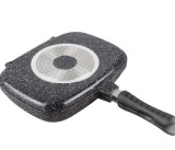 Cumpara ieftin Tigaie dubla aluminiu turnat, 32x7.5 cm, acoperire ceramica, inductie, maner soft touch, Goldmann