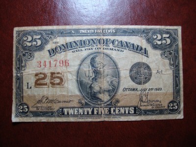 CANADA 25 CENTS 1923 foto