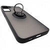 Husa spate cu inel si stand, plastic fumuriu transparent + TPU negru pentru Samsung Galaxy S22 Plus 5G