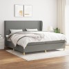 VidaXL Pat box spring cu saltea, gri &icirc;nchis, 200x200 cm, textil 3128390