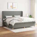 VidaXL Pat box spring cu saltea, gri &icirc;nchis, 200x200 cm, textil 3128390