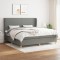 vidaXL Pat box spring cu saltea, gri &icirc;nchis, 200x200 cm, textil 3128390