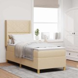 vidaXL Pat cu arcuri cu saltea Crem 80 x 200 cm țesătură 3343726