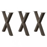 VidaXL Picioare de masă &icirc;n formă de X, 3 buc., oțel natural, 80x(72-73) cm
