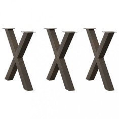 vidaXL Picioare de masă &icirc;n formă de X, 3 buc., oțel natural, 80x(72-73) cm 4012995