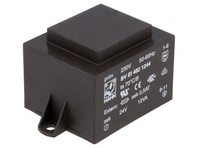 Transformator &amp;Icirc;ncapsulat 24V 500mA PCB 12VA 230VAC foto
