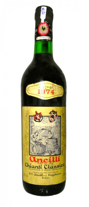 B 88 -vin CHIANTI CLASSICO, ANCILLI, DOC, cl 72 gr 12 recoltare 1974