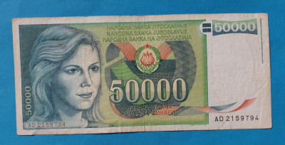 50000 Dinari anul 1988 - Bancnota Iugoslavia 50 Mii -50.000 - Jugoslavije foto