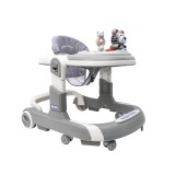 Premergator cu 6 roti silentioase, sezut reglabil, pliere usoara, gri, 6 luni+