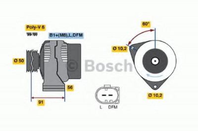Generator / Alternator MERCEDES E-CLASS (W211) (2002 - 2009) BOSCH 0 986 047 550 foto