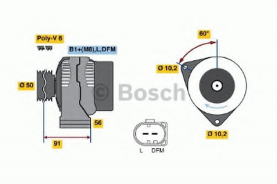 Generator / Alternator MERCEDES S-CLASS (W220) (1998 - 2005) BOSCH 0 986 047 550 foto