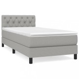 Cumpara ieftin Pat box spring cu saltea, gri deschis, 80x200 cm, textil