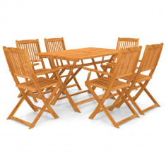 Set mobilier de exterior pliabil, 7 piese, lemn masiv de acacia