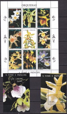 Sao Tome 1995 flori orhidee MI 1595-1605 MNH foto