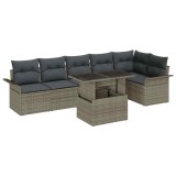 Cumpara ieftin Set de canapele pentru grădină cu pernă 7 pcs Gri Rattan poli