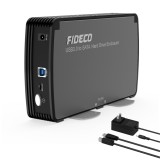 Cumpara ieftin Carcasa pentru hard disk, FIDECO, din aluminiu cu ventilator de racire, Rack HDD/SSD SATA de 2,5/3,5 inchi, adaptor de alimentare, USB 3.0/ 5Gbps, sup