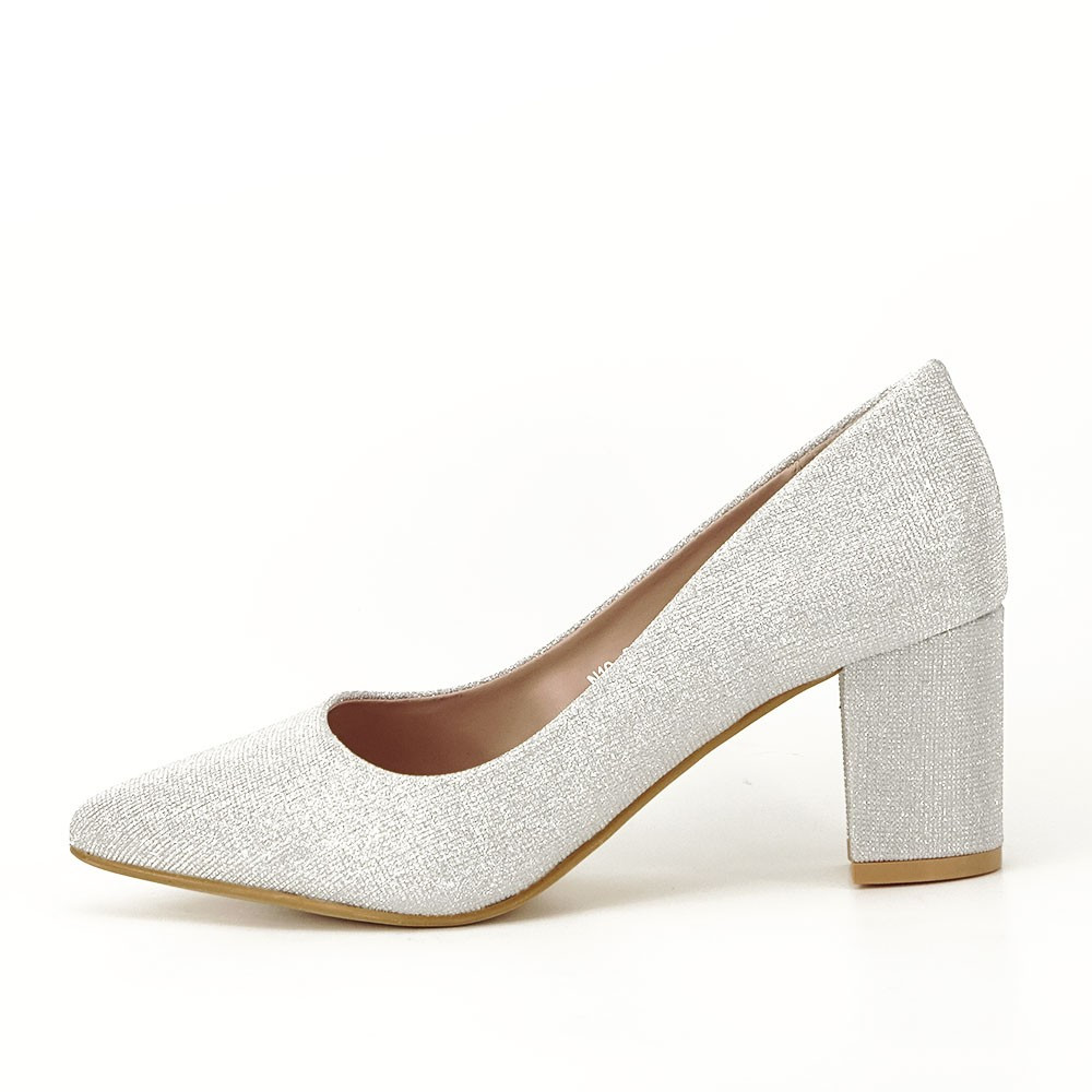 Pantofi argintii cu toc gros Narcisa, 38, Argintiu | Okazii.ro