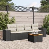 vidaXL Set mobilier de grădină cu perne, 5 piese, negru, poliratan 3257652