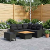vidaXL Seturi de mobilier cu pernă 5 pcs Negru Ratan PE 3422202