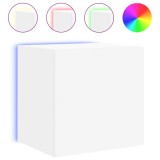 Cumpara ieftin Comoda TV de perete cu lumini LED, alb, 40,5x35x40 cm