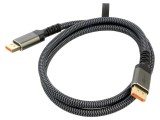 Cablu DisplayPort Goobay 1m textil gri, cod 75684, mufă ambele părți