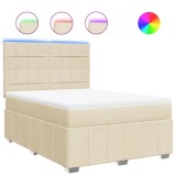 Cumpara ieftin Pat continental cu saltea, crem, 140x200 cm, material textil