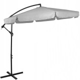 Umbrela de gradina cu brat lateral banana, cu husa, 300cm, gri deschis Household NewTrend